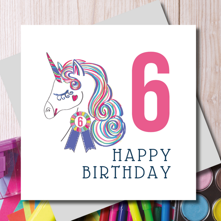 Mini Horse 6th Birthday Card