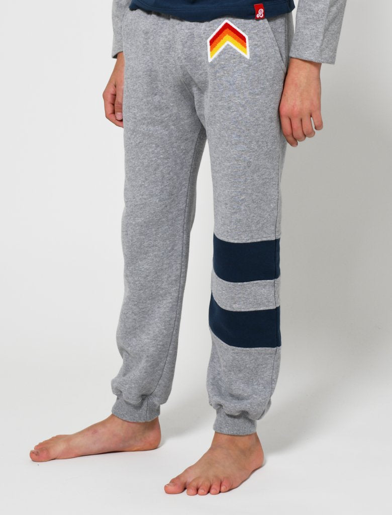 Kids Double Stripe Cinched Sweatpants - Nimbus Grey