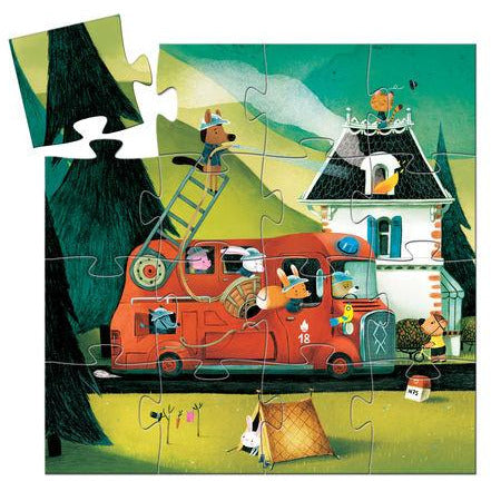 Silhouette Puzzle - Fire Truck