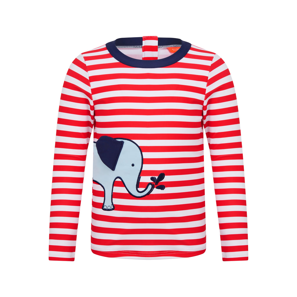 Baby Boys Red Elephant long Sleeve Rash vest