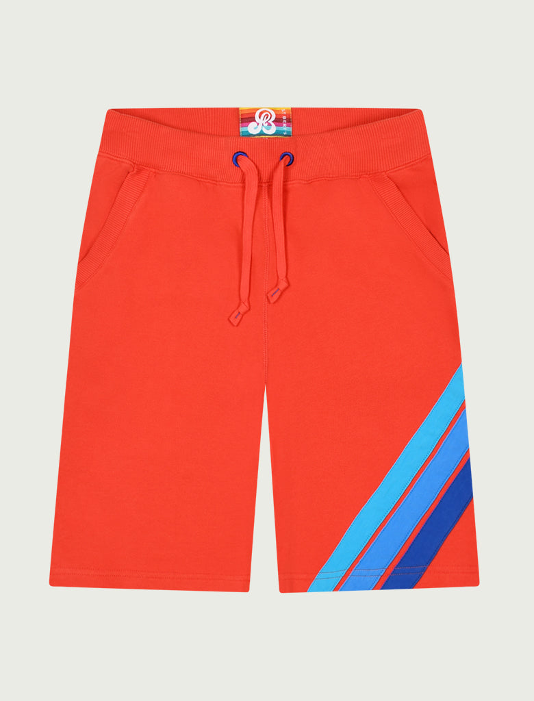 Boys Shorts - Front Stripes - Poppy Red