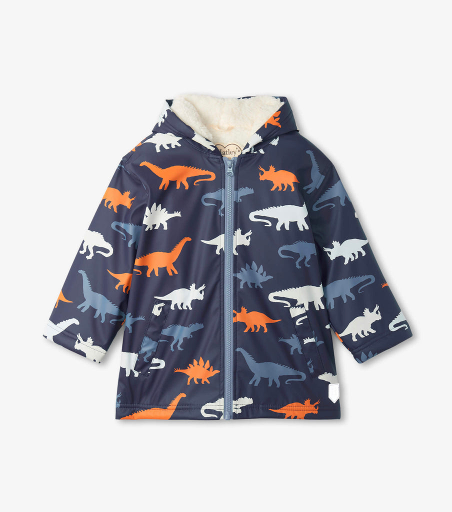 Dino Silhouettes Sherpa Lined Colour Changing Raincoat