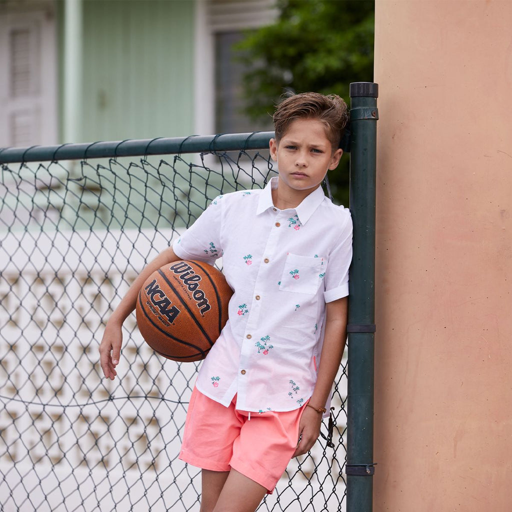 Boys neon Orange Cotton Drawstring Short